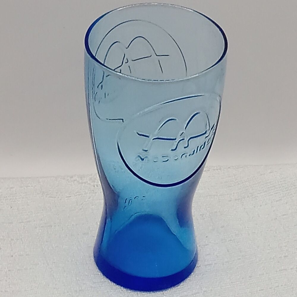 McDonald 16oz Retro 1961 Blue Glass Collector Drinking Glass Commemorative